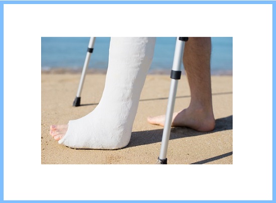 man with crutches and plaster cast on leg