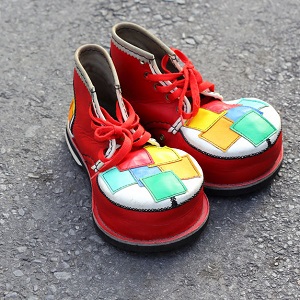 Pair of colorful clown shoes